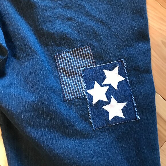 Patchwork Capris Shorts: Upcycled 4th Of July Patriotic Jeans, Women's Size 16 - Picture 12 of 13